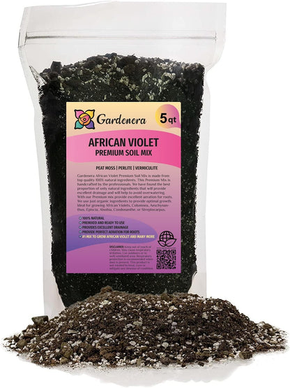 Premium African Violets and Gesneriad Premium Soil Mix by Gardenera - Horticultural Perlite (25%) +