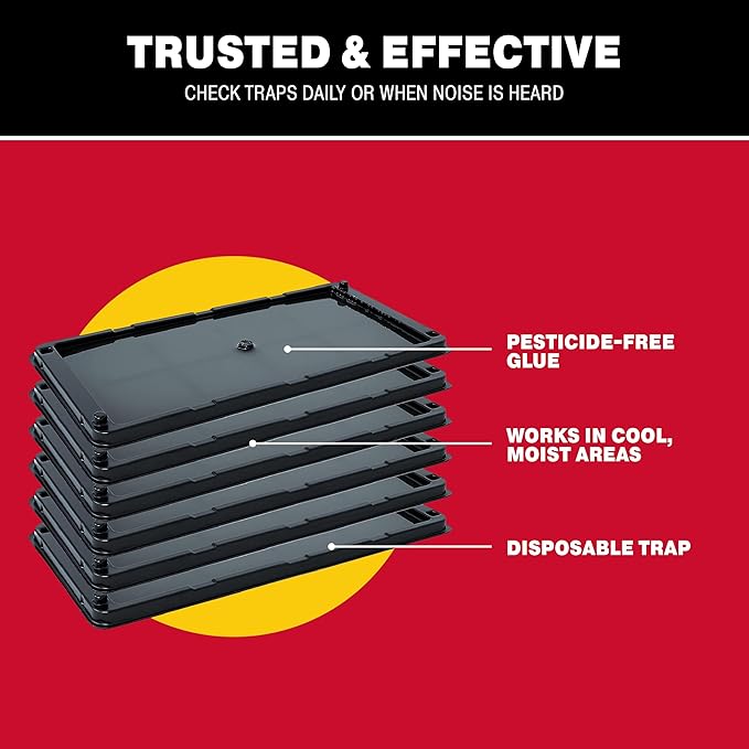 Catchmaster Rat, Snake and Mouse Traps 6Pk, Large Bulk Glue Rat Traps for Home, Adhesive Plastic