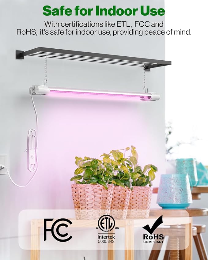 Sunco 2ft Grow Light LED, 20W, Full Spectrum, for Seed Starting, Seedling, Indoor Plants, Plug in