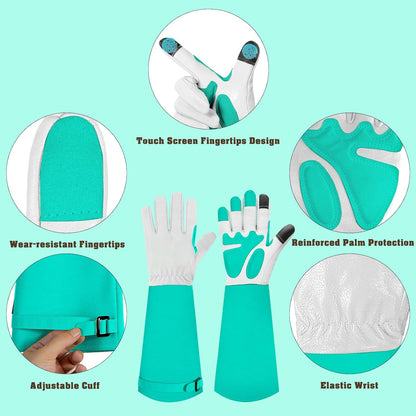 Long-Gardening-Gloves for Women/Men - Thorn Proof Rose Pruning Gloves Heavy Duty Gauntlet-M
