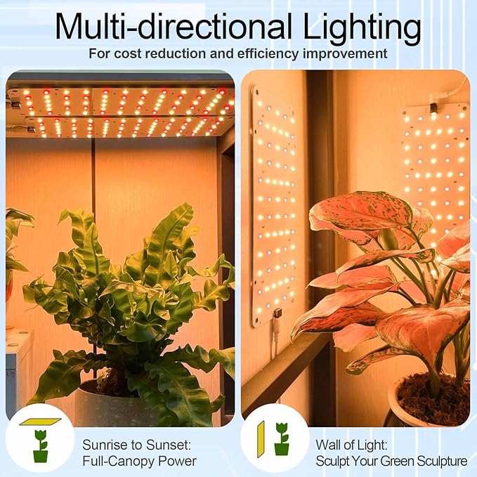 DOMMIA Grow Light, 20W Ultra-Thin Panel Grow Lights for Indoor Plants, High PPFD Full Spectrum