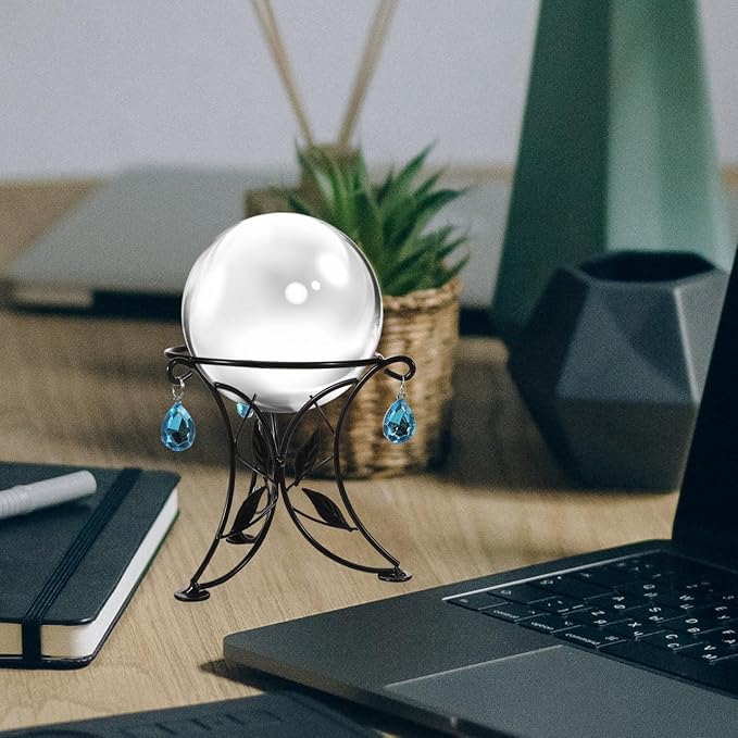 SUPVOX European Style Metal Gazing Ball Stand, Creative Garden Reflective Ball Holder, Iron Base