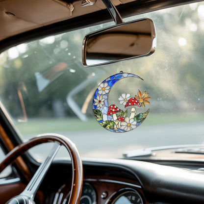 Mushroom Crescent Moon Boho Acrylic Suncatcher Stained Glass Effect Window Car Hanging Christmas