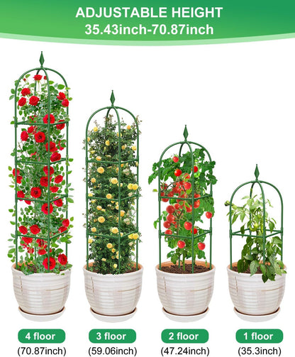 Garden Trellis for Climbing Plants Outdoor & Indoor - 2 Pack 6Ft Tall Rustproof Plant Support Cage