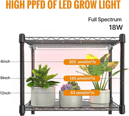 Plant shelf with grow light, 5-Tier metal Plant Stand with 4-Pack 72W Full Spectrum Grow Lights