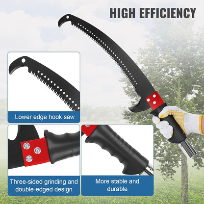 30 Ft Manual Pole Saw, Extendable Tree Pruner Blade and Scissors Set with 9 Fiberglass Handles