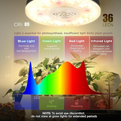 Barrina Orbgrow OG09 Puck Grow Light with Timer, 660nm Red LEDs, 54W(6 x 9W, 810 Watt Equiv), Full