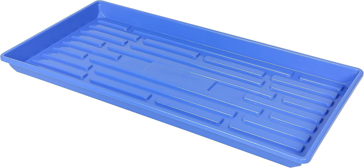 SUNPACK 10" x 20" Heavy Duty Shallow Plastic Seed Starting Tray, Blue, 1" (Pack of 10) - No