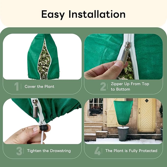 YATHO Plant Covers Freeze Protection 2 Packs 31.5" W X 47.3" H Thicker Large Outdoor Winter Frost