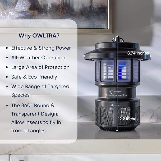 OWLTRA OMT-L20 Indoor & Outdoor Electric Insect Trap, Catcher & Killer Lamp for Mosquitoes, Biting