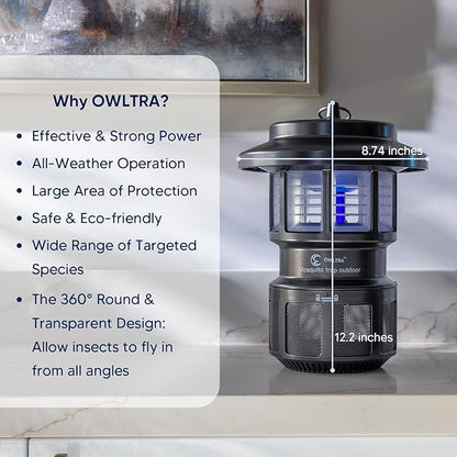 OWLTRA OMT-L20 Indoor & Outdoor Electric Insect Trap, Catcher & Killer Lamp for Mosquitoes, Biting