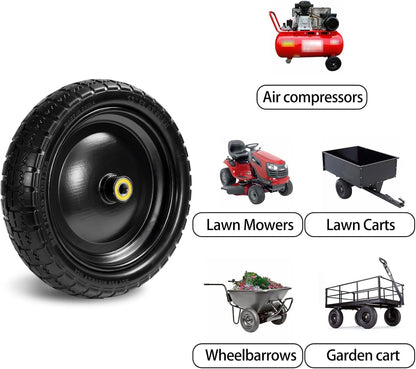 13" Tire Compatible with Gorilla Cart, 4.00-6 Flat Free Solid Tire and Wheel (Solid Polyurethane)