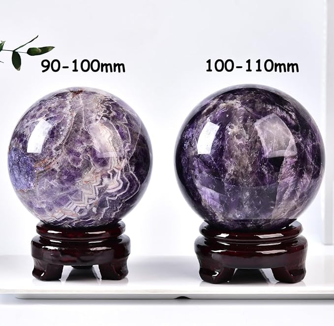 Large Dream Amethyst Crystal Ball with Stand Healing Crystals Sphere for Meditation, Divination