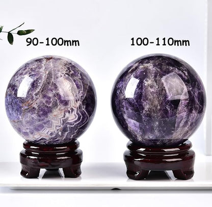 Large Dream Amethyst Crystal Ball with Stand Healing Crystals Sphere for Meditation, Divination