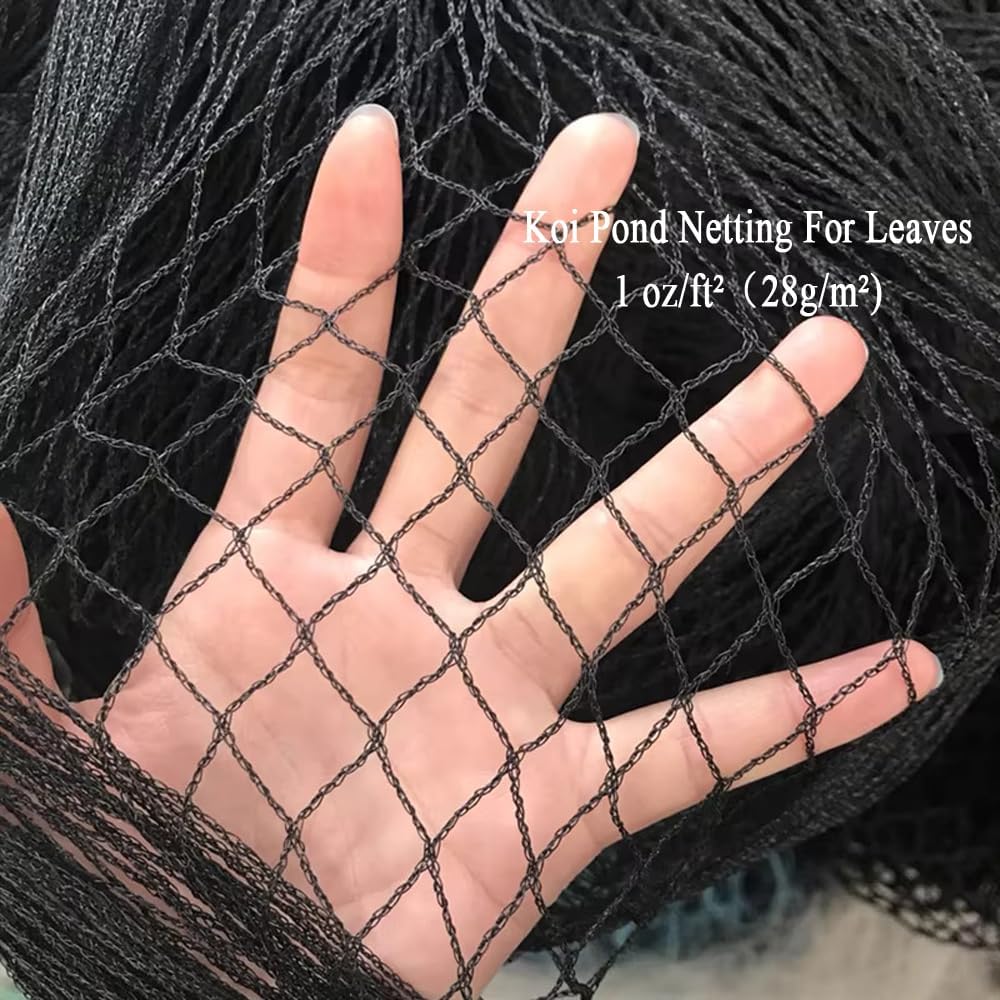 Koi Pond Netting for Leaves 50x50 Ft, 1 in Strong Woven Pond Leaf Net Cover, Protecting Koi Fish