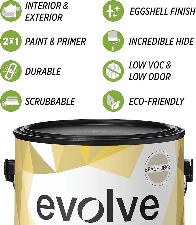 EVOLVE Paint & Primer: Environment-friendly, Low Sheen with One-coat Coverage for Interior &