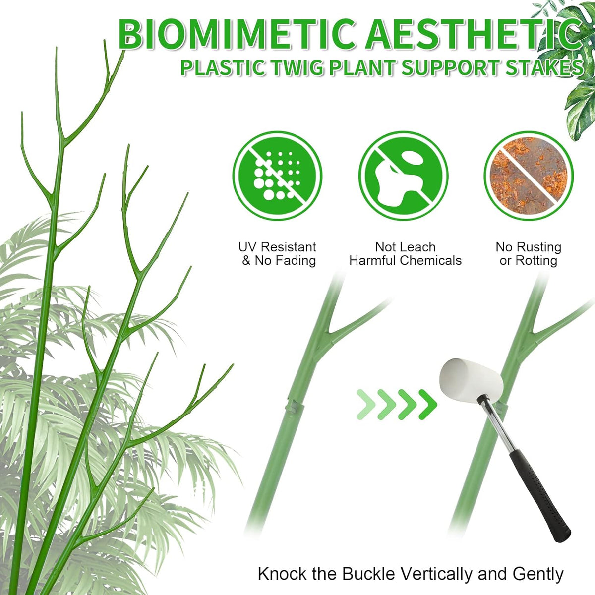 6 Pack 27.56" Detachable Twig Plant Support Stakes Set, Blends in to Plant, Branch Plant Sticks