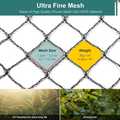 Bird Netting for Garden - 13 x 40 FT Heavy Duty Anti Bird Netting Mesh with Ties and Landscape