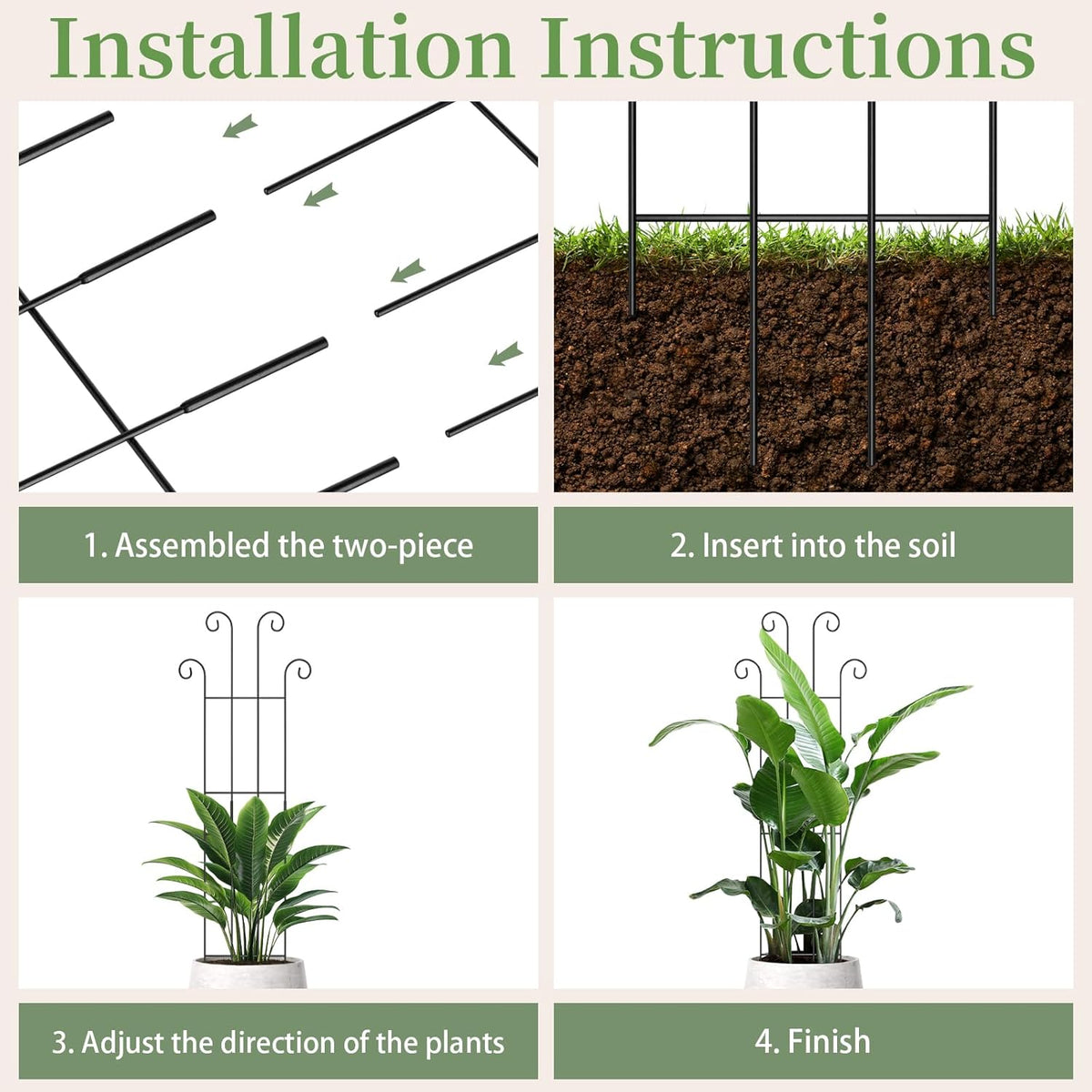 2 Set 32'' Taller Plant Trellis for Climbing Plants Indoors & Outdoor, Garden Metal Trellis Plant