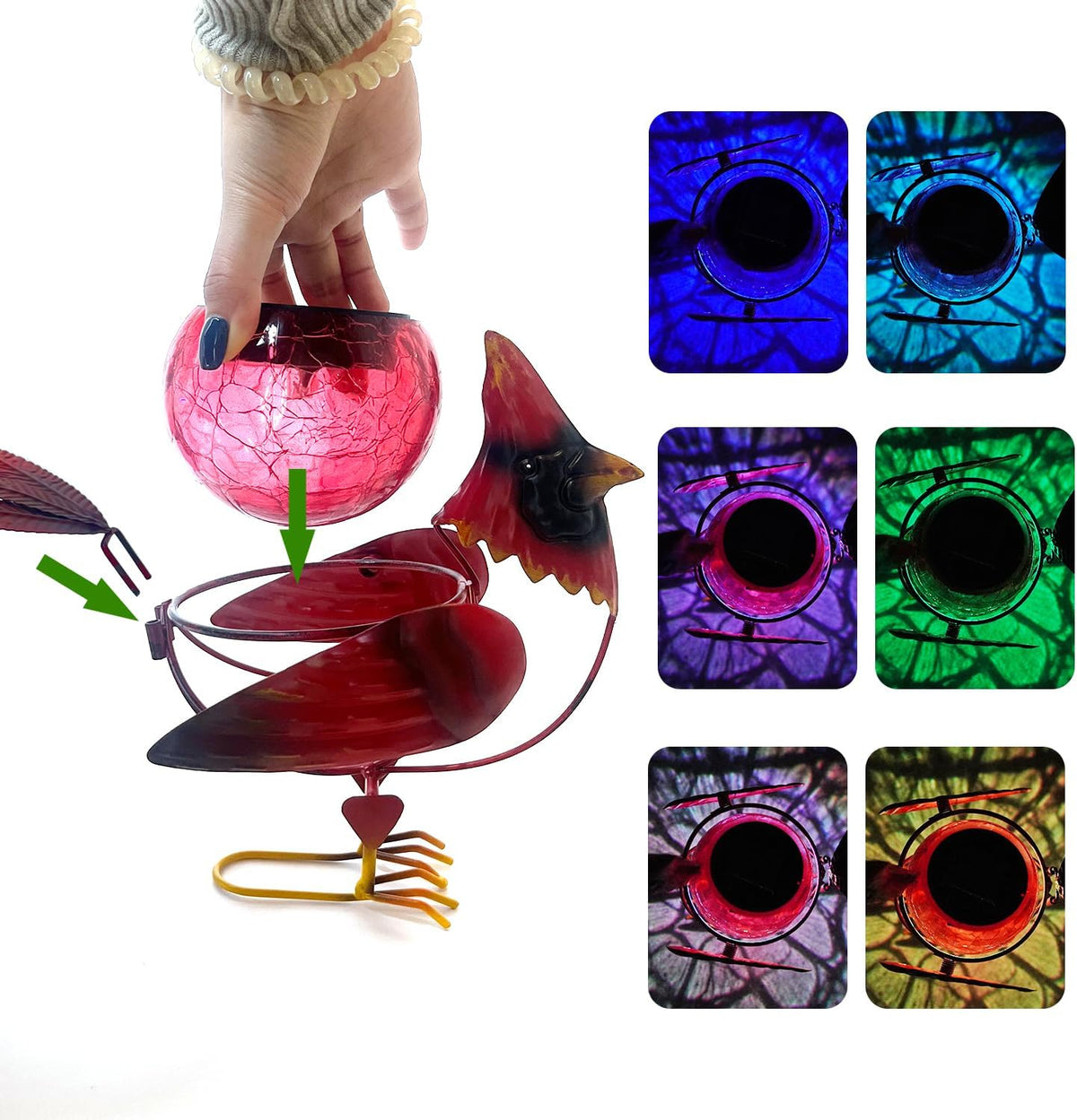 HONGLAND Solar Cardinal Statue Light, Animal LED Lights Outdoor, Solar Power Figurine Waterproof