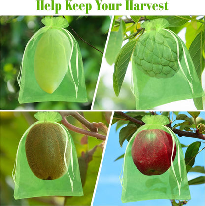 Morcheiong 60Pcs Protection Bags 6" x 8", Reusable Netting for Fruit Trees, Garden Mesh With