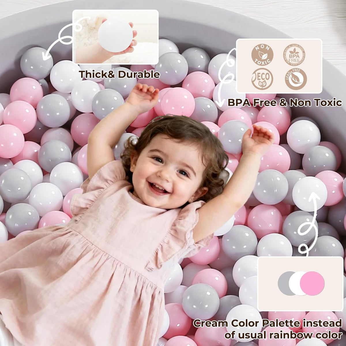TRENDPLAY Plastic Balls for Ball Pits 2.2 Inch, Pack of 50 100 200 500 Hollow Balls, Perfect for
