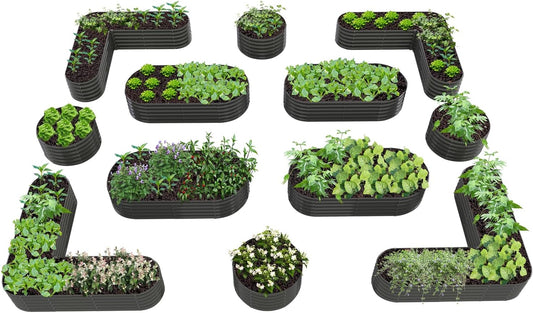 A ANLEOLIFE 12-Pack 4X4X1.5ft & 6X2X1.5ft & 81x81x18 in Deep Root Galvanized Raised Garden Beds