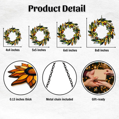 Mistletoe Wreath Acrylic Suncatcher Stained Glass Effect Window Car Hanging Christmas Ornament