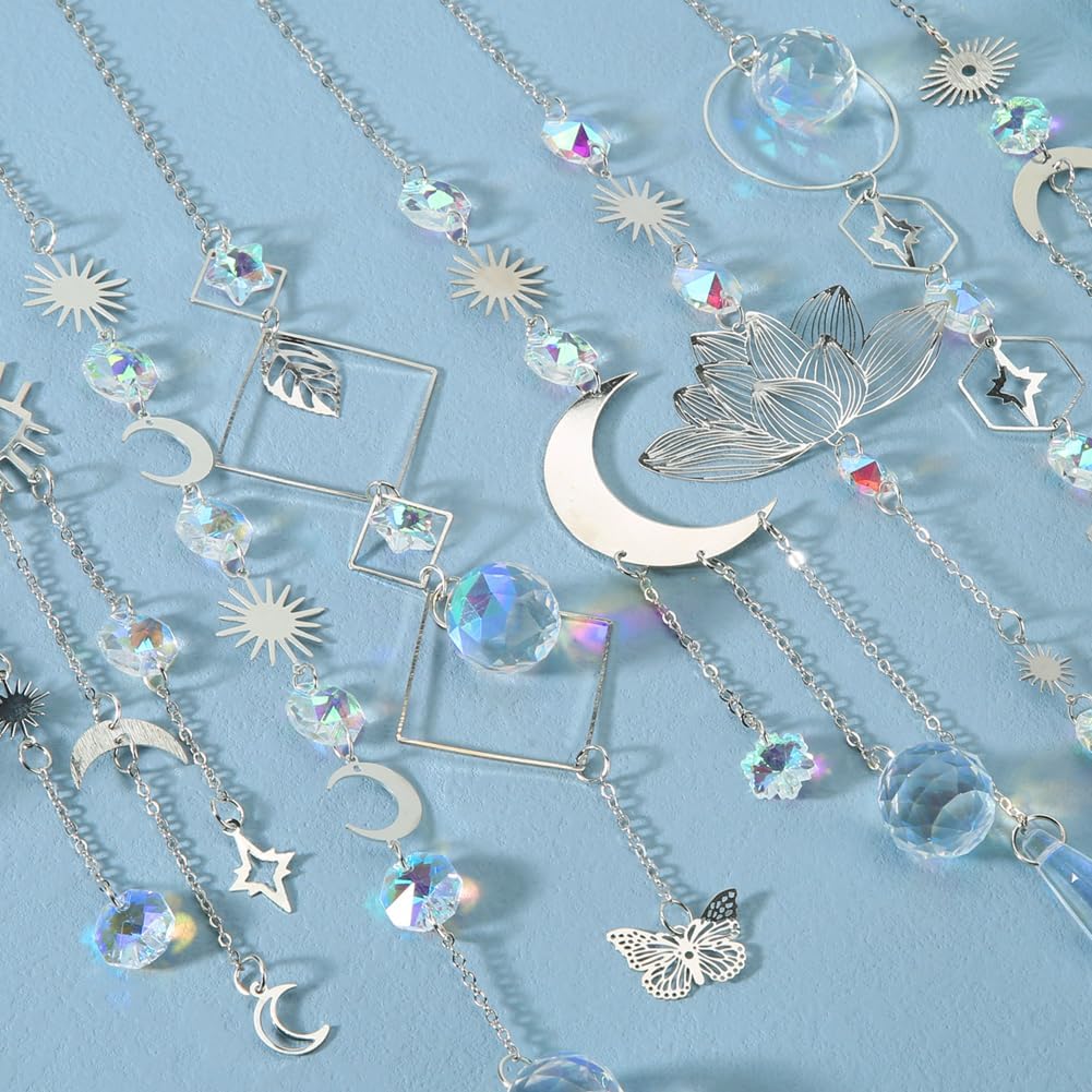 Sun Catchers, 10 Pcs Crystal Suncatcher Prism Hanging Kit with Chain Rainbow Maker Crystals Balls