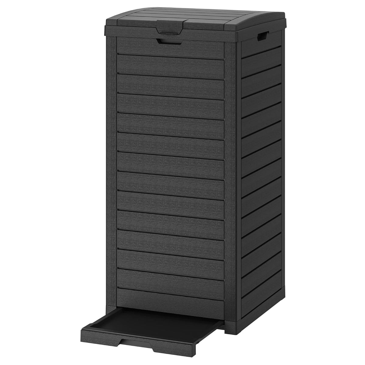 31 Gallon Outdoor Trash Can, Waterproof Resin Garbage Can with Lid and Drip Tray Easy Cleaning