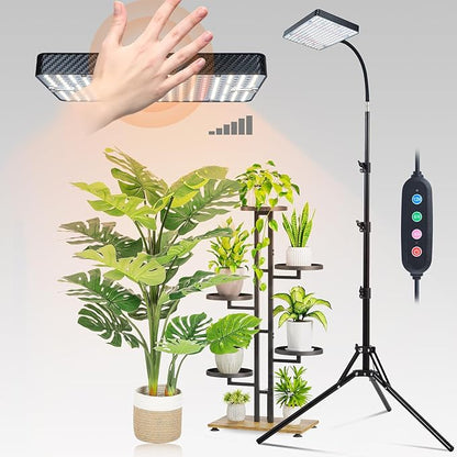 FECiDA Smart Control Tall Grow Light with Stand & Timer 4/8/12H, 25W Standing Grow Lights for