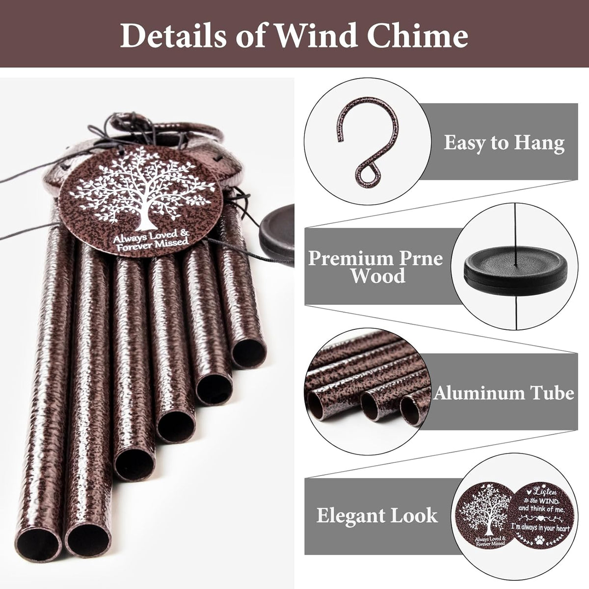 Memorial Sympathy Gifts for Loss of Husband, 25" Memorial Wind Chimes for Lose of Husband Sympathy