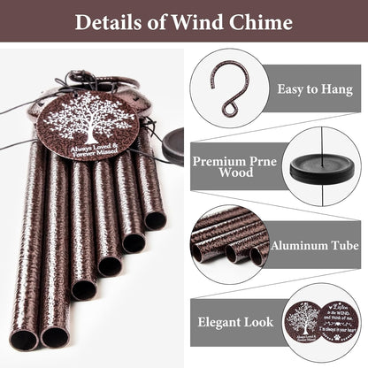 Memorial Sympathy Gifts for Loss of Husband, 25" Memorial Wind Chimes for Lose of Husband Sympathy