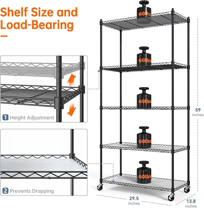 Bstrip Plant Shelf with Grow Lights, 5-Tier Plant Stand with T8 24W Grow Light for Indoor Plants