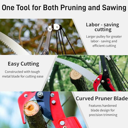 15.7’’ Pole Saws for Tree Trimming - Dual-Pulley Tree Pruner, Tree Trimmers Long Handle Pruner