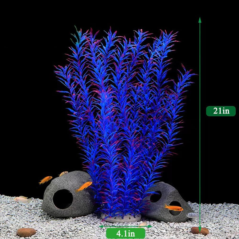 DSkoiph 2 pcs Aquarium Decor Plastic Plants Extra Large 21 Inches Artificial Fish Tank Plants Tall