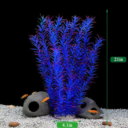 DSkoiph 2 pcs Aquarium Decor Plastic Plants Extra Large 21 Inches Artificial Fish Tank Plants Tall
