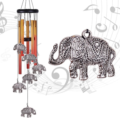 Elephant Wind Chimes Outdoor/Indoor Decor - Pure Hand-Made Mobile Romantic Wind Catcher, 28"