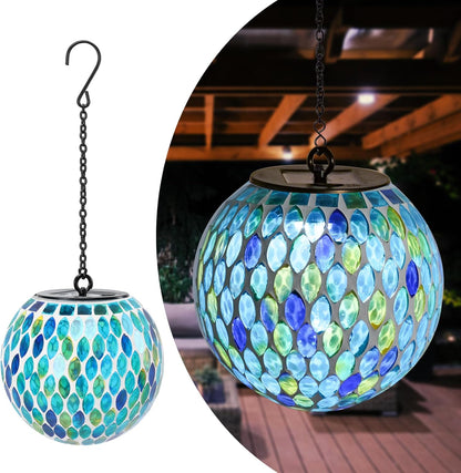 Solar Lanterns Outdoor Waterproof Hanging Solar Mosaic Lantern Outdoor Hanging Lights Waterproof