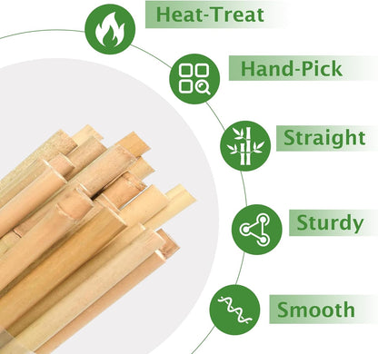 Bamboo Stakes 8FT, 8 Feet Natural Bamboo Plants Stakes, 1" D Thicker Heavy Duty Garden Stakes 10