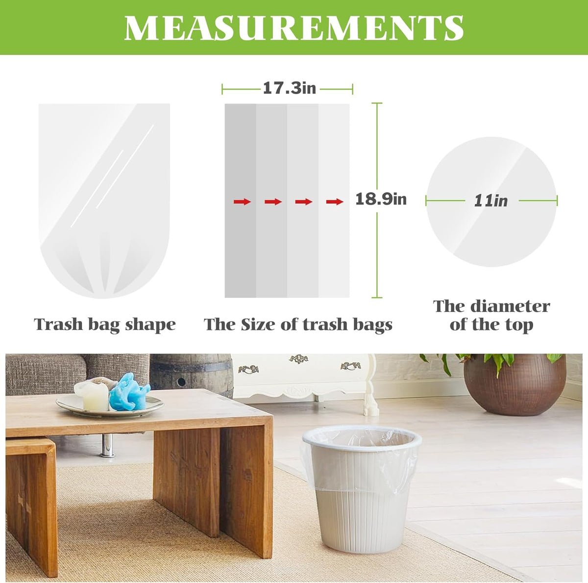 2 Gallon 330 Counts Strong Trash Bags Garbage Bags by Teivio, Bathroom Trash Can Bin Liners
