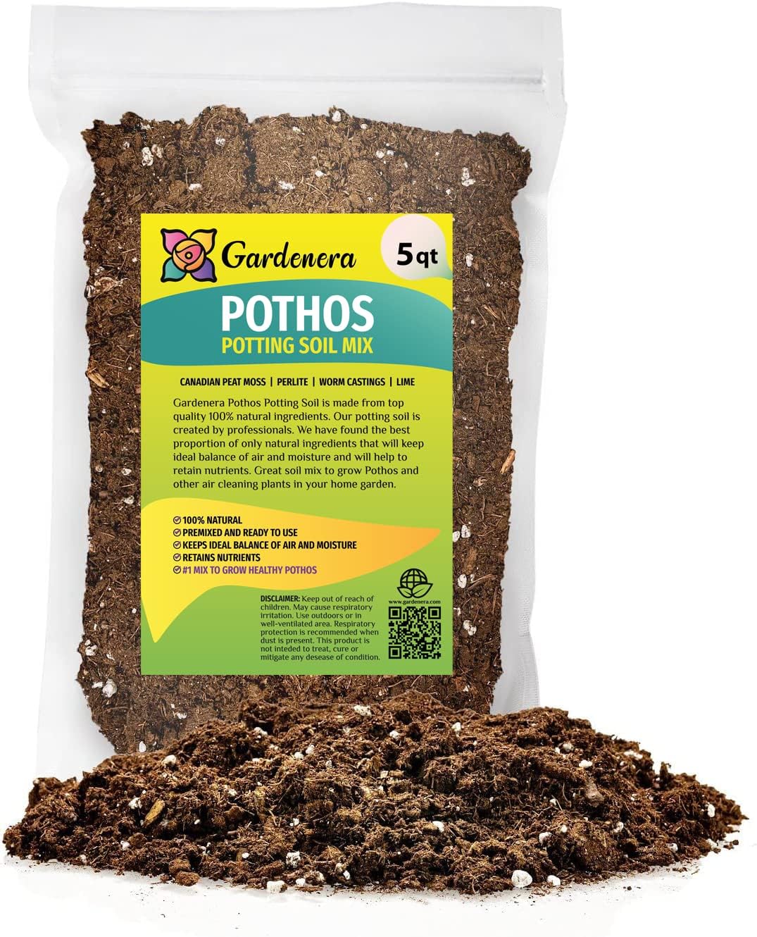 Gardenera Premium Pothos Potting Soil Mix - Air Cleaning Plant Mix, for Pothos, Parlor Palm, Peace