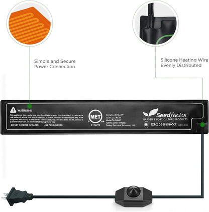 Seedfactor MET Certified Seedling Heat Mat, Adjustable Temperature Waterproof Durable Germination
