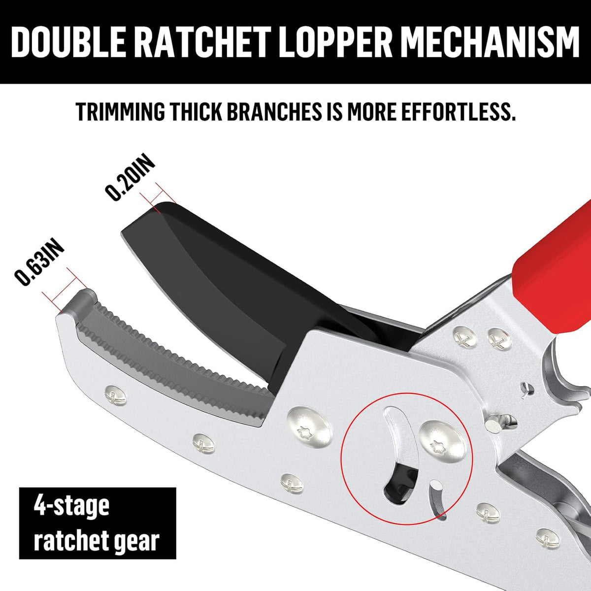 GARTOL Heavy-Duty Extendable Loppers, 28"-41" Telescopic Tree Trimmer, Double Ratcheting Branch
