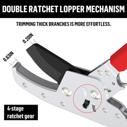 GARTOL Heavy-Duty Extendable Loppers, 28"-41" Telescopic Tree Trimmer, Double Ratcheting Branch