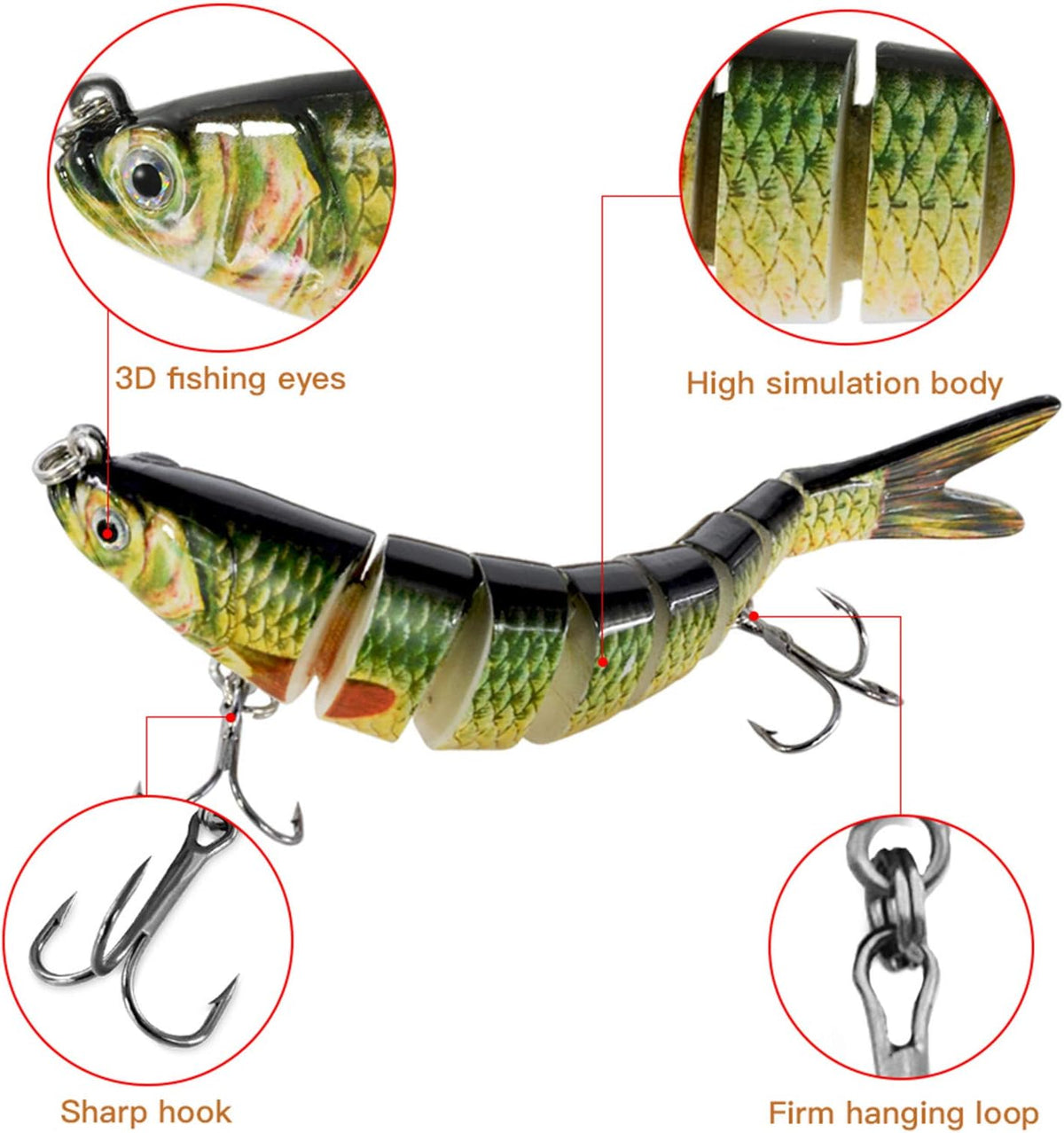 Fishing Lures for Bass Trout Topwater Multi Jointed Swimbaits Slow Sinking Bionic Swimming Lures