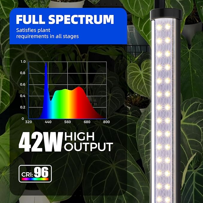 Barrina T10 Pro Standing Grow Light with Timer, 42W, 5000K, Full Spectrum Vertical Tall Grow Lights