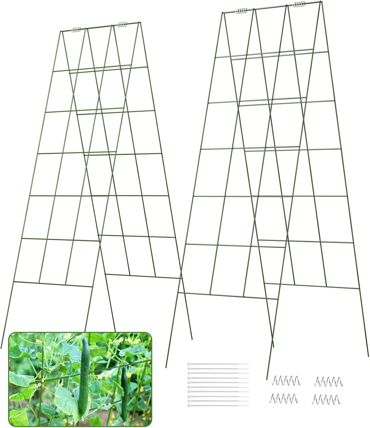 DOEWORKS Cucumber Trellis, 56" High Foldable A Frame Garden Trellis, 2 Pack, Plant Support for