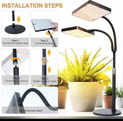 50W Table Top Grow Lights for Indoor Plants, Seed Starting, Bonsai with Timer Auto On/Off, 5000