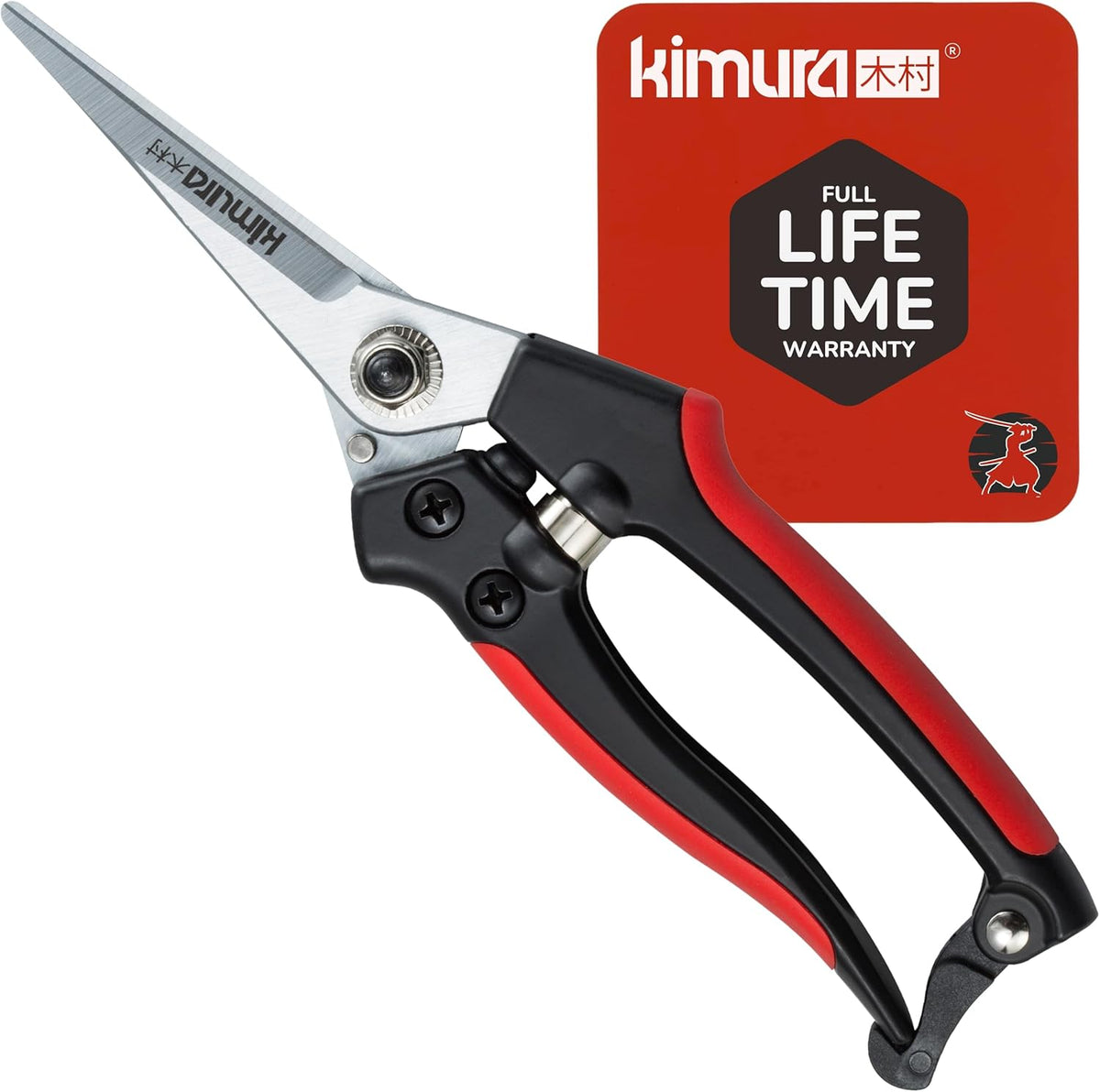 Kimura® 8" Pro Pruning Scissors, Premium Japanese SK5 Hi-Carbon Steel Blades, Non-Slip Vinyl Coated
